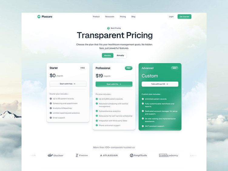 Pricing Page - Saas Landing Page (Pluscare 🏥 )