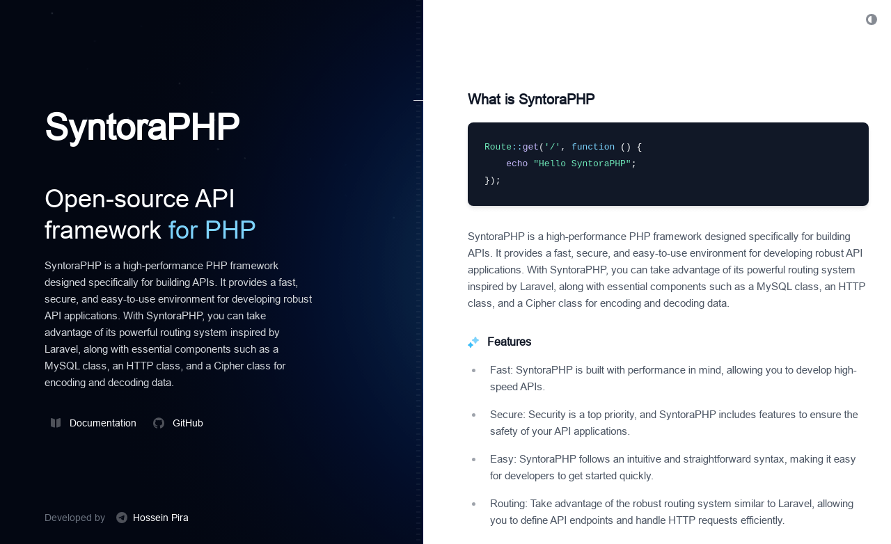 SyntoraPHP - Fast PHP Framework for building API